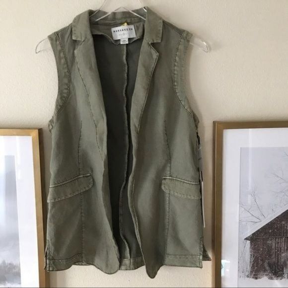 Marrakech for Anthropologie Open Front Linen Vest in Clove Size XS - Picture 3 of 5